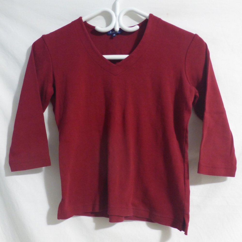 REITMANS, xs, v neck red pullover knit shirt, 100% cotton, BNWOT